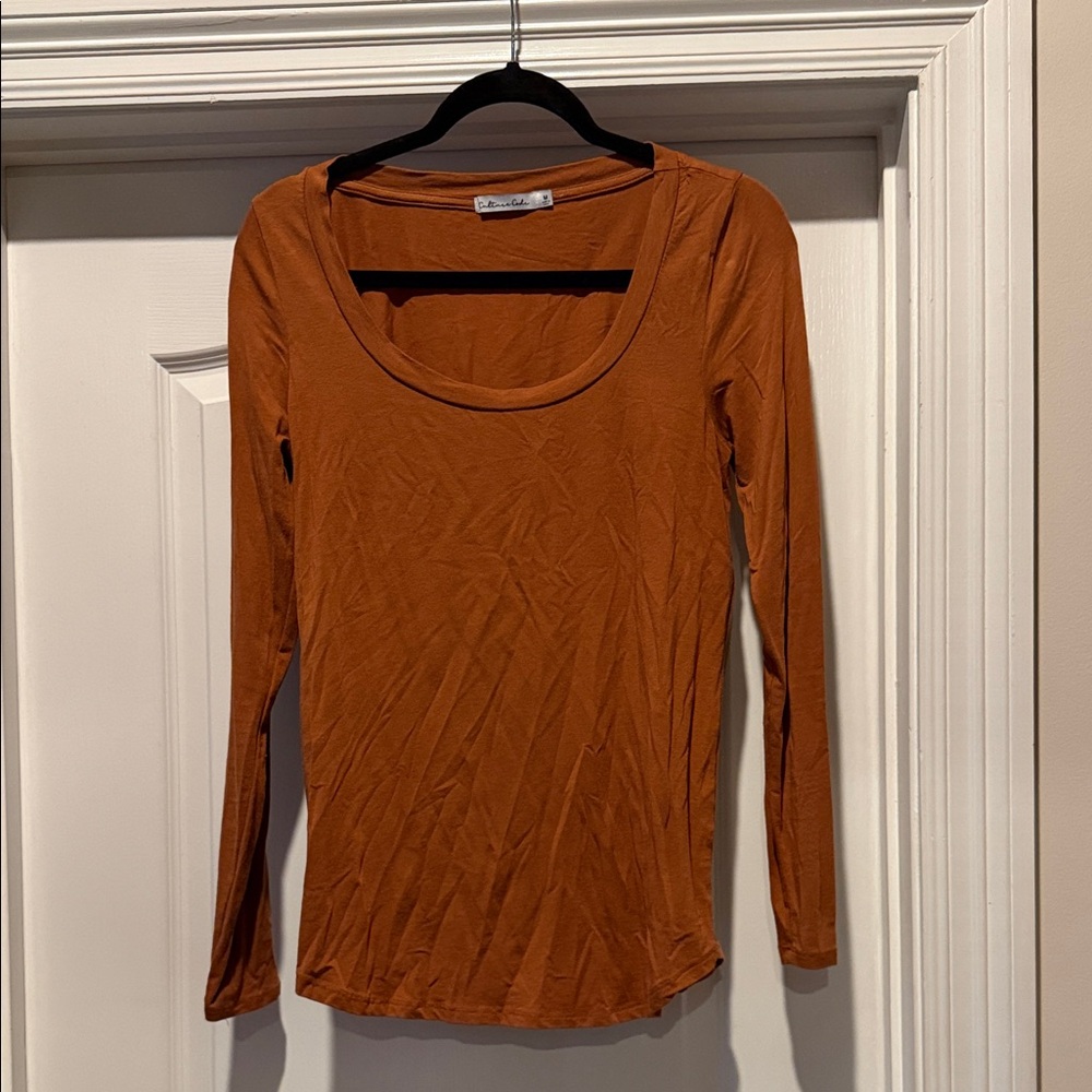 Elegant Long Sleeve Top in Rich Brown
